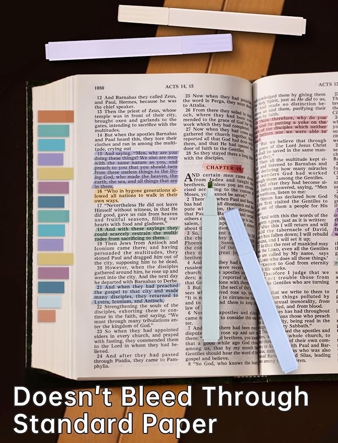 NiArt Bible Highlighters and Pens No Bleed Set of 14-Morandi-Colored Ink Highlighters, Gel Pens, Sticky Notes Set with Transparent Storage Box-Perfect for Bible Study, Note-Taking and Creative Writing