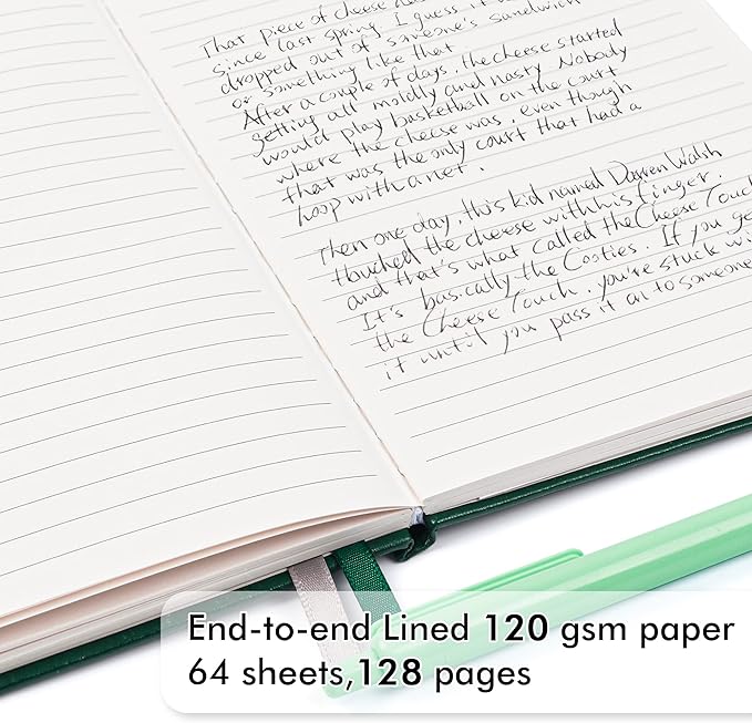 feela 12 Pack Notebooks Journals Bulk with 12 Black Pens, A5 Hardcover Notebook Classic Ruled Journal Set with Pen Holder for School Business Work Travel Writing, 120 GSM, 5.1”x8.3”, Dark Green