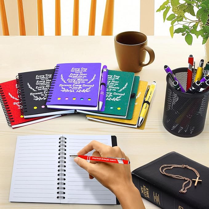 60 Pcs Bulk Christian Gifts Prayer Journal for Woman - 30 Set Religious Notepad with Christian Pen - Bible Notebook - Church Gifts for Mother's Day, Bible Study, and Family Devotions ( Colorful )