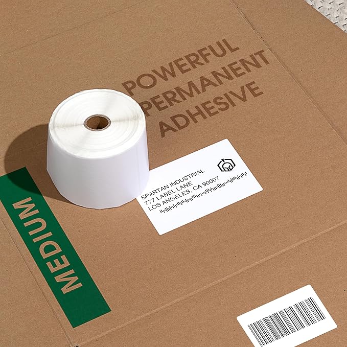 Spartan Industrial - 2.25" X 4” Direct Thermal Labels, Perforated Shipping Labels, Compatible with Rollo & Zebra Desktop Printers - 10 Rolls, 350/Roll