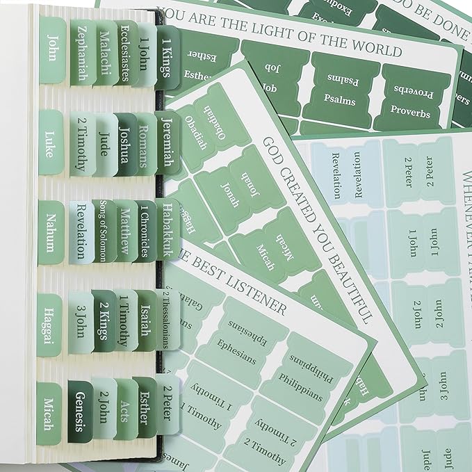 Mr. Pen- Bible Tabs, 75 Tabs, Sage Green, Laminated Bible Tabs for Women and Men, Bible Tabs for Study Bible Index Tabs, Bible Book Tabs, Bible Labels Tabs, Mr Pen Bible Tabs for Women Study Bible
