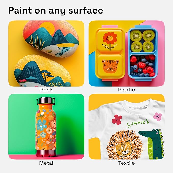 ARTISTRO 48 Acrylic Paint Markers for Fabric, Rocks, Paper, Wood, Canvas, Glass, DIY - Safe for Kids Dual Tip Acrylic Paint Pens