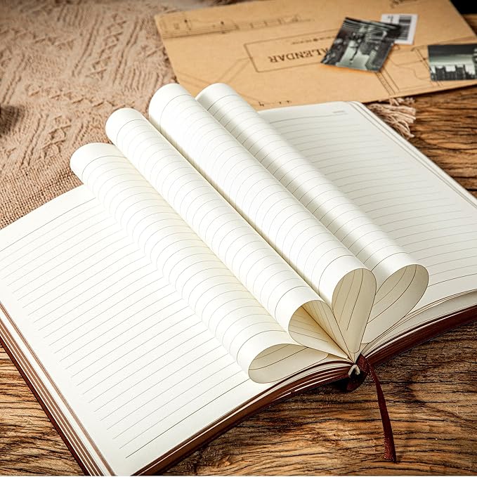 2 Pack Leather Vintage Journal for Men Soft Cover Lined Pages Notebook 180 Lay Flat for Writing Travel Diary, 5.7'' x 8.3'', Black, Dark Brown