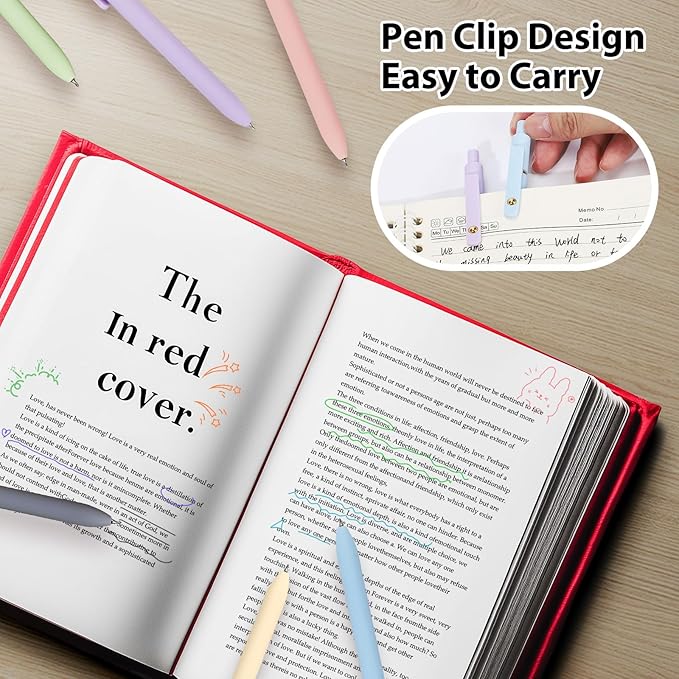 FIOVER Colorful Gel Pens - 6Pcs 0.7mm Multi-Colored Pens, Smooth Writing Coloring Journaling Supplies for Note Taking, Cute Aesthetic Office School Supplies(6Pcs-Morandi Colorful)