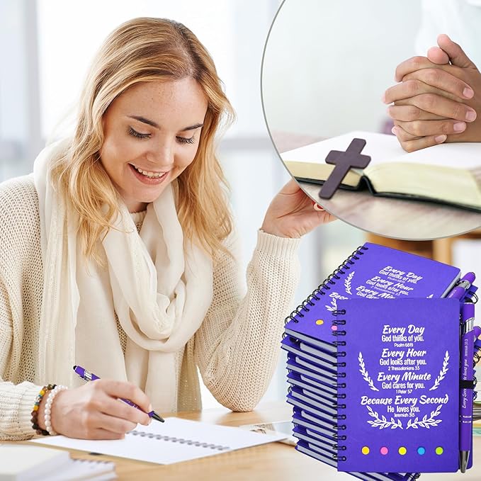 40 Pcs Bulk Christian Gifts Prayer Journal for Woman - 20 Set Religious Notepad with Christian Pen - Bible Notebook - Church Gifts for Mother's Day, Bible Study, and Family Devotions ( Elegant )