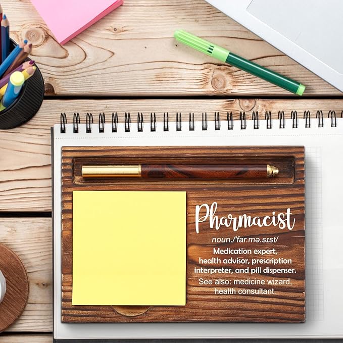 Pharmacist Gift Sticky Note Holder, Pharmer Appreciation Gift, Thank You Gifts for Pharmacy Technician Future Pharmacist Pharmacology PHARMD Gift Self-Stick Note Pad Holders Desk Organizer TZP24
