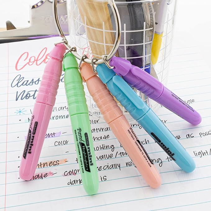 BAZIC Mini Highlighter Pen Pastel Color, Chisel Tip Broad Fine Line Highlighters Unscented (5/Pack), 4-Packs