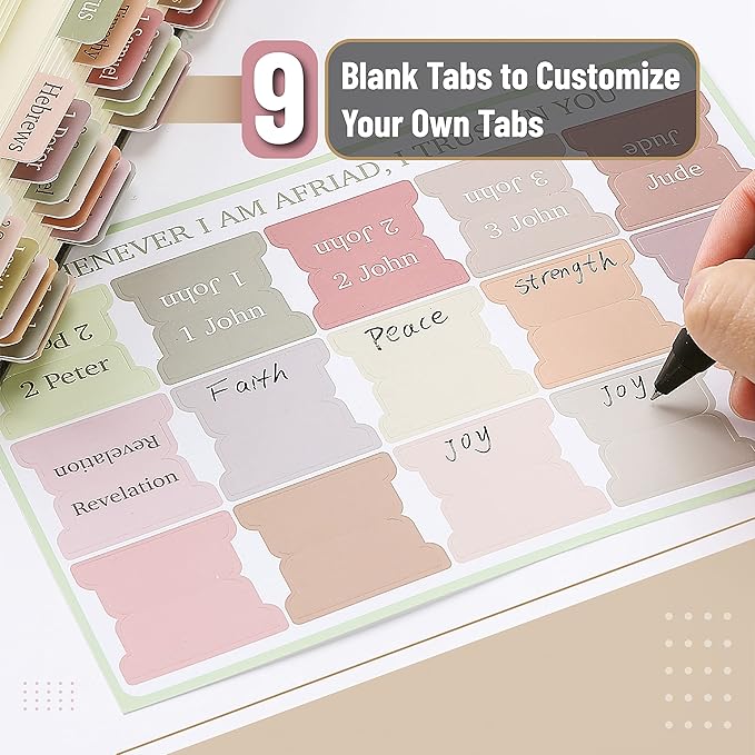 Mr. Pen- Bible Tabs, 75 Tabs, Boho Theme, Laminated Bible Tabs for Women and Men, Bible Tabs for Study Bible, Bible Index Tabs, Bible Book Tabs, Bible Labels Tabs, Mr Pen Bible Tabs