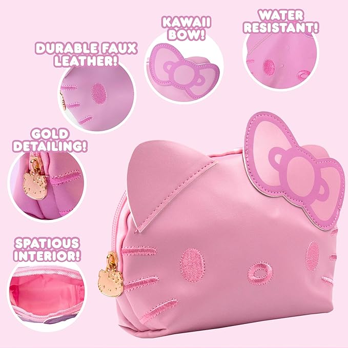 Official Sanrio Hello Kitty Pouch & Pencil Case Set, Pink, With Keychain, Cute School Supplies, Sanrio Stuff, Stationery