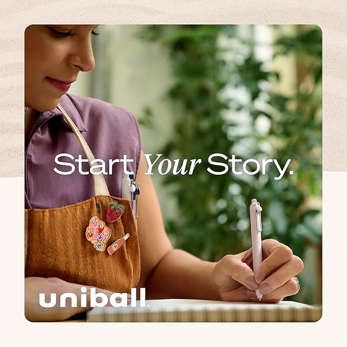 uni-ball Zento Gel Ink Rollerball Pens, 4 Black Medium Point Smooth Writing Pens, Colored Japanese Pens, Muted Colors