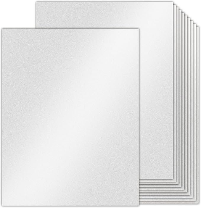 24 Sheets Silver Shimmer Cardstock 8.5 x 11 Metallic Paper, Goefun 80lb Card Stock Printer Paper for Invitations, Crafts, DIY Cards,Graduations