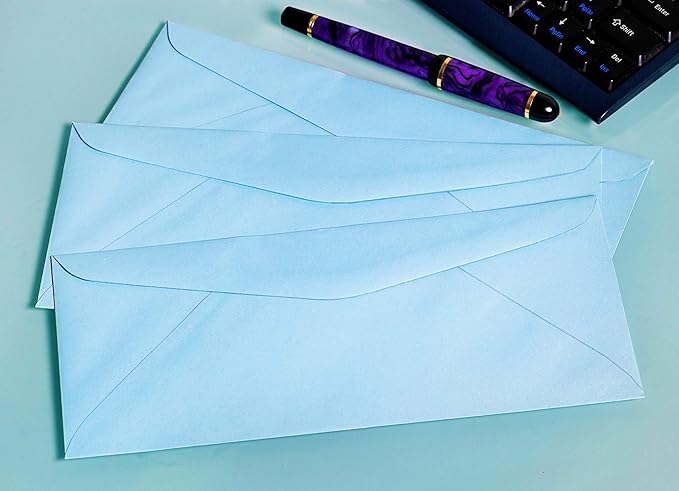 EnDoc #9 Colored Envelopes - 100 Pack - Blue Pastel Colore 3 7/8 x 8 7/8 envelope, Letter Size, For Home, Offices, Holiday, Invoices and Mailings
