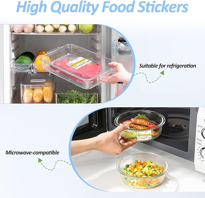 Restaurant Quality Shelf Life Food Rotation Labels, 2” x 3” Self-Adhesive Removable Freezer Food Labels Stickers, Perfect for Reusable Containers, Easy to Remove, Food Safety Date Sticker (6 PCS)
