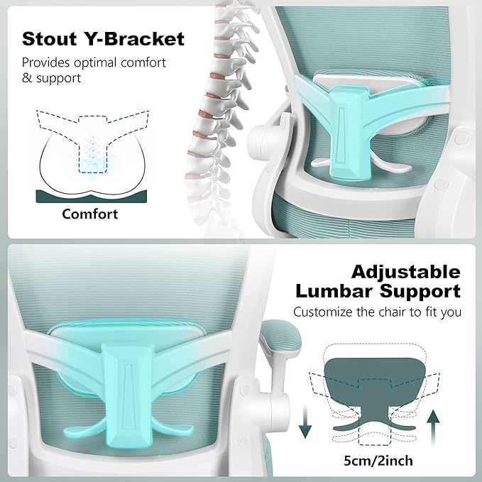 FelixKing Drafting Chair Ergonomic Tall Office Chair, Breathable Mesh Chair with Adjustable Footrest Ring Lumbar Support Flip-up Armrests, High Back Executive Comfy Task Computer Chair for Home Office