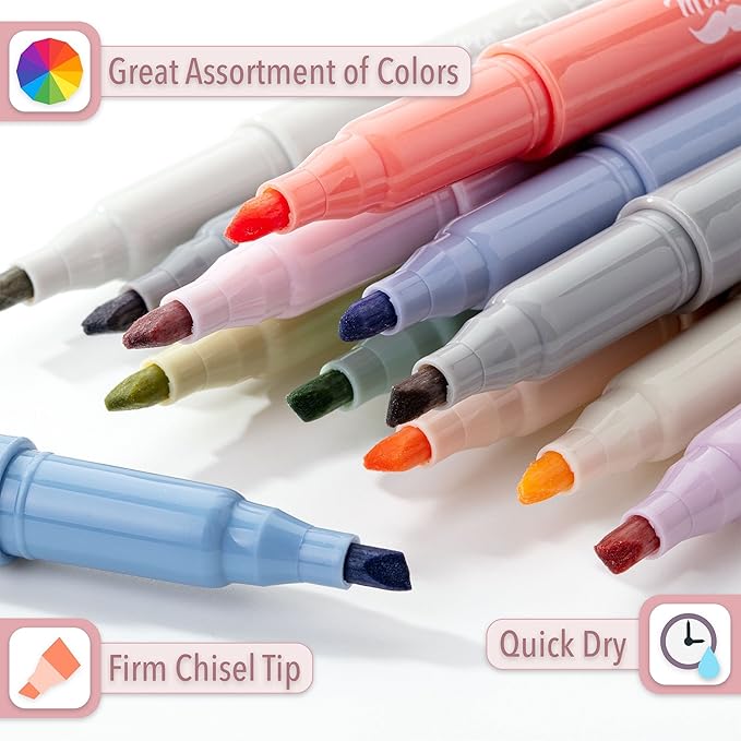 Mr. Pen- Highlighters, 12 Pack, Morandi Colors, Chisel Tip, Bible Highlighter, Aesthetic No Bleed Book Planner Markers, Gift for Christmas