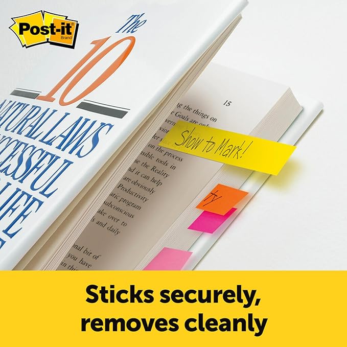 Post-it Page Markers, Assorted Colors, 1 in x 3 in, 50 Sheets/Pad, 4 Pads/Pack (671-4AU)