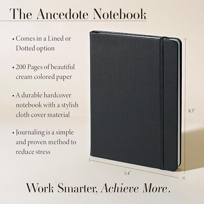 Hardcover Ruled Journal with Thick 100 gsm College Ruled Paper A5 size (8.3 inches x 5.4 inches) - Daily Writing Notebook Journal for Travel, School and Office Use - Diary Journal for Women and Men - Black