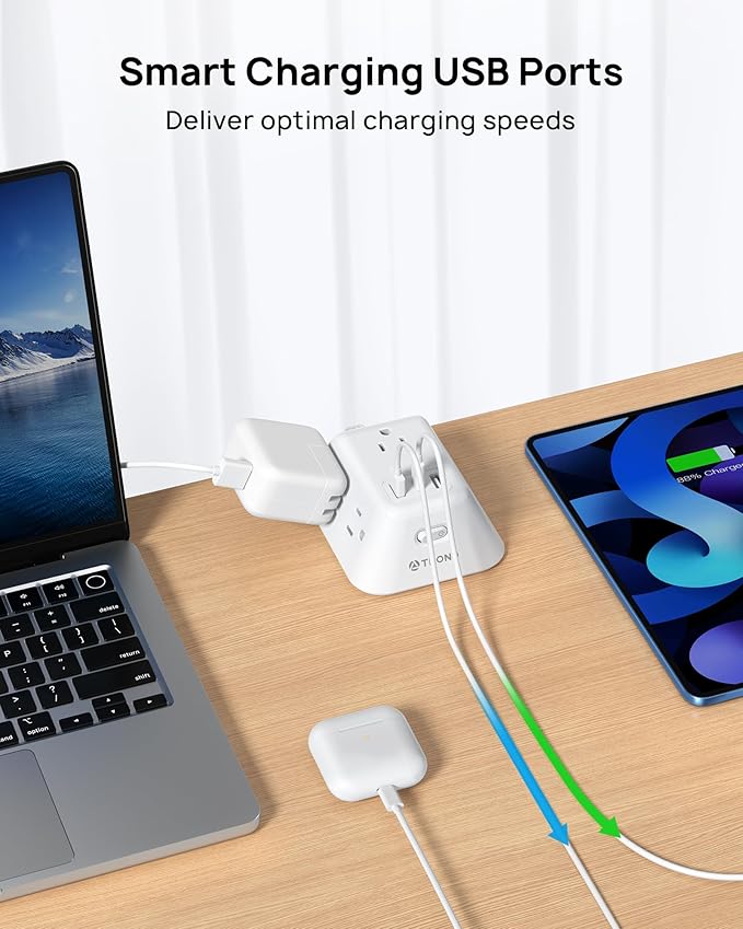 Desk Clamp Power Strip, Surge Protector with 5 AC Outlets and 3 USB Ports, Desk Mount Charging Station, Fit 1.97in Tabletop Edge Thick, 6FT Extension Cord, for Home Office Gaming Accessories