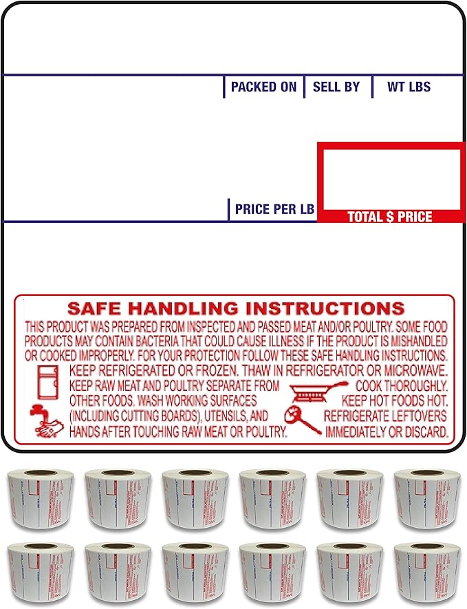 CAS LST-8040 Printing Scale Label, 58 x 60 mm, UPC/Safe, 12 Rolls per Case, CAS Scale Labels 8040, Guaranteed Quality, Try It!.