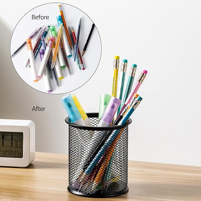 Amazon Basics Wire Mesh Pen Cup, Black