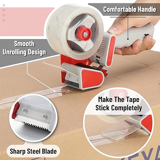 Mr. Pen- Packing Tapes, 1.88" Wide, 60 Yard, 6 Pack with 1 Dispenser Gun, 2 inch, Heavy Duty Packing Tape with Dispenser, Packaging Tape, Clear Packing Tape Gun for Packing Boxes, Moving Tape