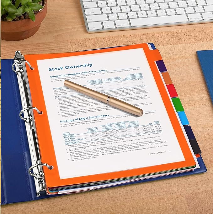 HABGP 15PCS/3 Set 3 Ring Binder Dividers with Tabs, Color Page Dividers for 3 Ring Binder with Tabs, 5 Tab Dividers, Clear Folder Dividers, Three Ring File Dividers with Tabs, Tabbed Index Dividers