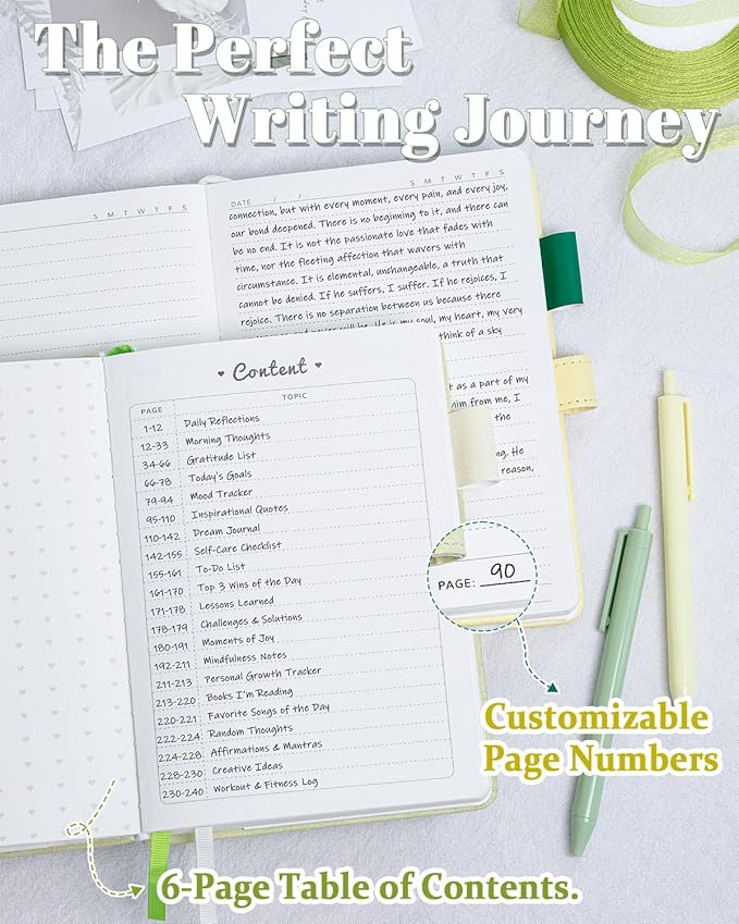 Journal for Women and Girls with Heart Buckle, 240 Pages Girls Diary Journal with Pen for Writing, Cute Daily Writing Journals for Women, B6 Pretty Journaling Hardcover Notebooks(Sage Green)