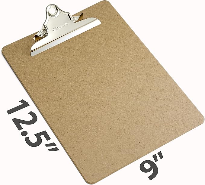 Officemate Recycled Wood Clipboard, Letter Size, 9" x 12.5" with 6" Clip, 3 Pack (83133),Brown