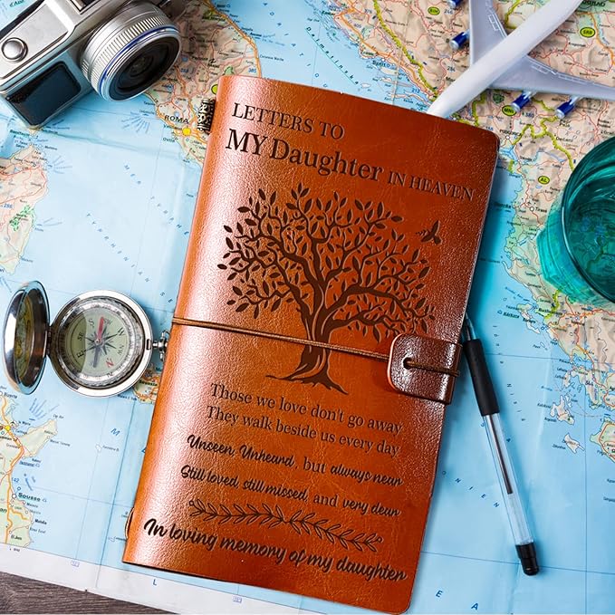 Memorial Gifts for Loss of Daughter, Refillable Travel Photo Diary Journal Bereavement Gift, Letters to My Daughter in Heaven Those We Love Don't Go Away Sympathy Gifts for Loss of Daughter