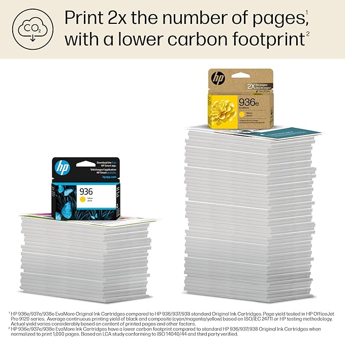 HP 936e EvoMore Yellow Ink Cartridge | Works OfficeJet 9120 Series, OfficeJet Pro 9100 Series, OfficeJet Pro Wide Format 9700 Series | Carbon Neutral | 4S6V5LN