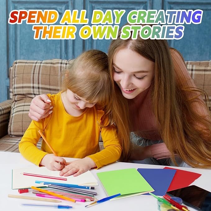 Gueevin 8 Pcs Blank Books for Kids to Write Stories Bulk Composition Notebooks Colorful Soft Cover Notebooks for Drawing Ruled Lined Journals Sketching Kindergarten Easter Gift (Stylish Colors)