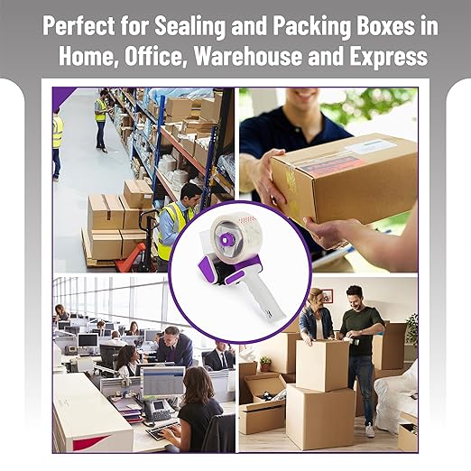 Mr. Pen- Packing Tape Dispenser Gun 2-Inch, 2 Pack with 2 Rolls Tape, Purple Heavy Duty Packing Tape with Dispenser, Packaging Tape, Clear Packing Tape, Tape Gun for Packing Boxes, Moving Tape