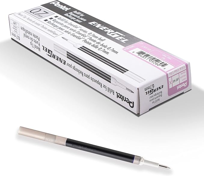 Pentel Refill Ink - For EnerGel Gel Pen, 0.7mm Metal Tip, Medium, Lilac Ink, 12 Pack (LR7-V3)