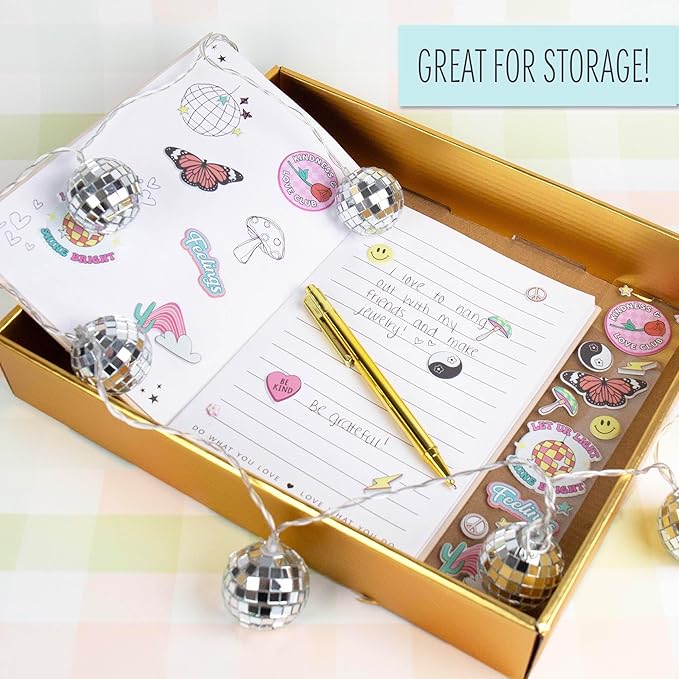 STMT D.I.Y. 3D Journaling Set, 40-Sheet Light-Up Journal With Gold Pen & Stickers, Trendy Stationery, School Supplies, Stationery Set, Journal Notebook, Journaling Kit, 8 Year Old Girl Birthday Gift