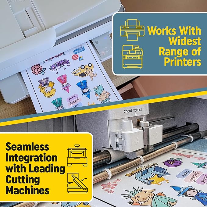 Clear Printable Vinyl for Inkjet Printer (Clear Sticker Paper | Waterproof | 50 Sheets) - Transparent Inkjet Printable Vinyl Sticker Paper Avoid Jams for Printers | Transparent Sticker Paper
