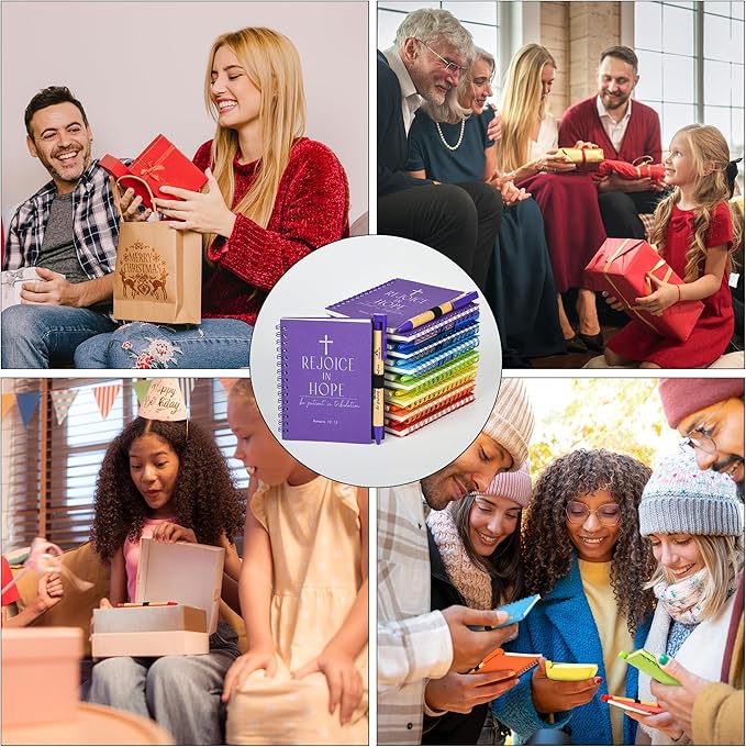 INSADA 28 Sets of Multicolored Christian Prayer Journals in Bulk small notepad 5.43” x 4.33” Spiral Notebooks with Matching Pens - Easter Gifts for Women kids,Church Members & Bible Study Groups
