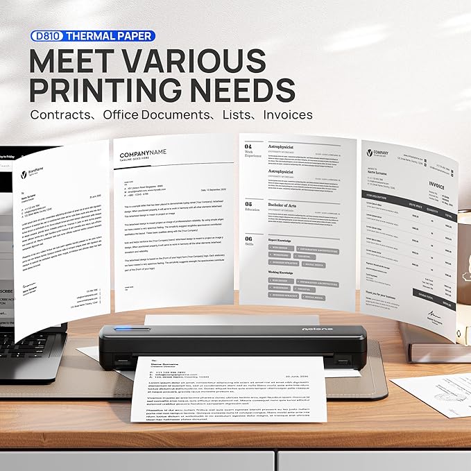 POLONO D810 Thermal Printer Paper 8.5 x 11 Inch, Advanced Thermal Printing, US Letter Size Thermal Paper Compatible with D810, Size 8.5" x 11", 200 Sheets