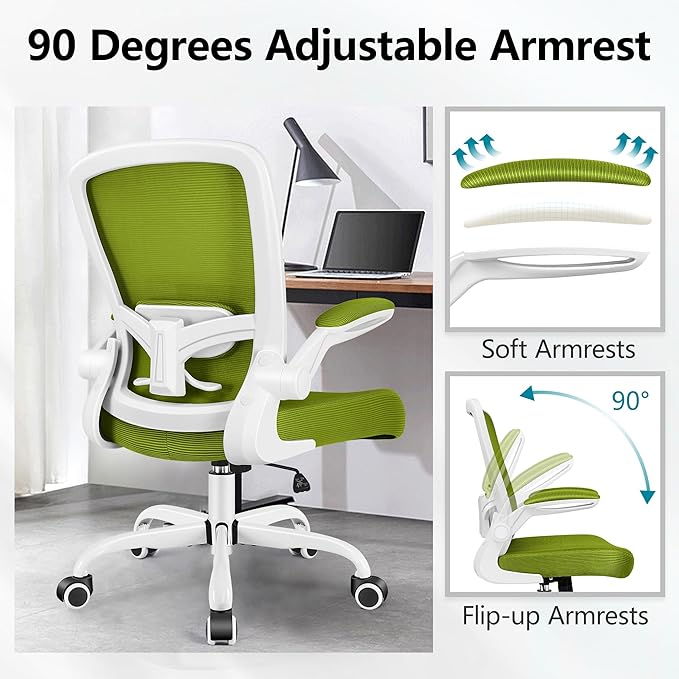 FelixKing Office Chair, Ergonomic Desk Chair Breathable Mesh Chair with Adjustable High Back Lumbar Support Flip-up Armrests, Executive Rolling Swivel Comfy Task Computer Chair for Home Office
