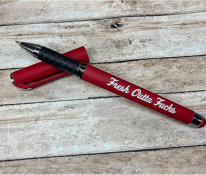 Fresh Outta Fucks Pad and Pen Funny Sticky Notes and Pen Set White Elephant Gift Novelty Pen Funny Desk Accessory Fun Gifts for Friends (Red)