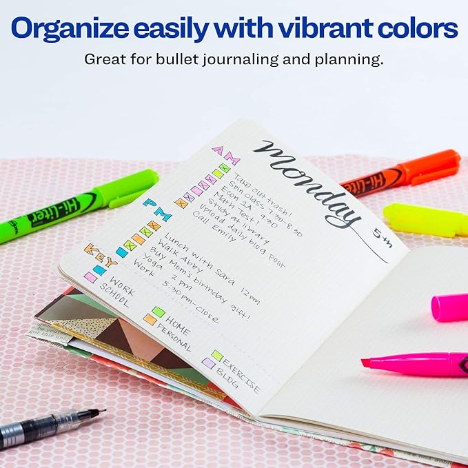 AVERY Hi-Liter Pen-Style Highlighters, Smear Safe Ink, Chisel Tip, 6 Assorted Color Highlighters, 6 Packs (23585)