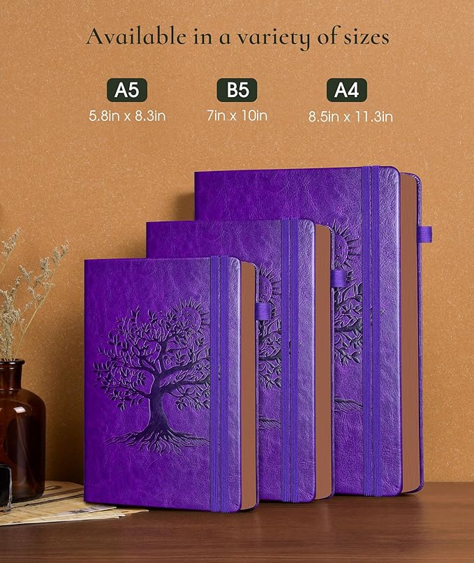 Vintage Leather Journal with 300 Numbered Pages,B5 Lined Journal for Men Women,Daily Journals for Writing,College Ruled Notebook for Work,School,Note taking,Travel Diary,Large (7" x 10")