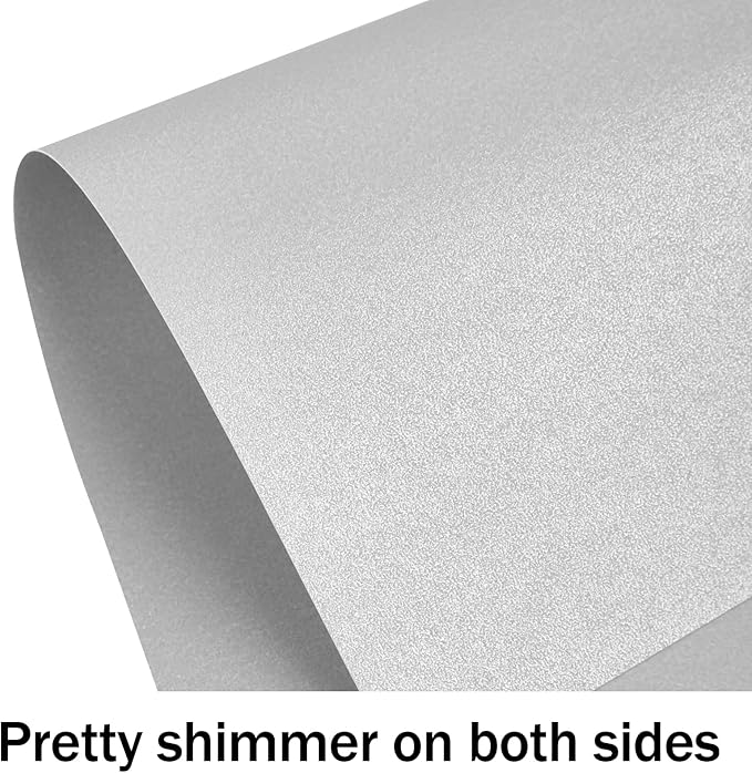 24 Sheets Silver Shimmer Cardstock 8.5 x 11 Metallic Paper, Goefun 80lb Card Stock Printer Paper for Invitations, Crafts, DIY Cards,Graduations