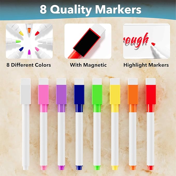 Acrylic Magnetic Chore Chart for 2 Kids, Clear Chores Chart for Fridge Refrigerator, Weekly Dry Erase Board for Multiple Kids Teens Adults, w/ 8 Colors Markers, 15"x11"