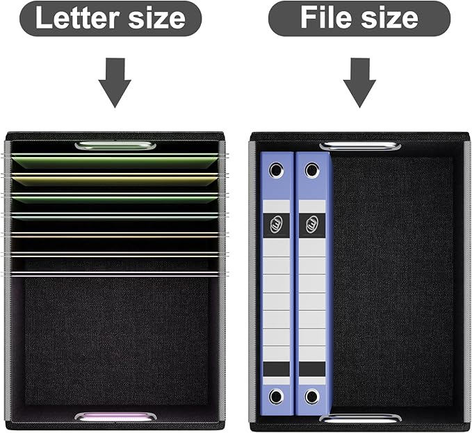 Huolewa Upgraded Portable Leather File Organizer Boxes with Lids, Office Document Boxes Organizer, Filing Boxes, Decorative Small File Boxes for Hanging Files, File Cabinet for Office/Home - 4 Pack