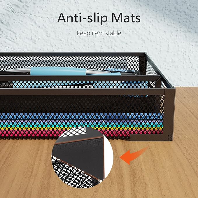 Desk Drawer Organizer, Office Desk Organizer Tray with 5 Dividers, Pen Pencil Drawer Organizer for Office Supplies, Desktop, Bathroom, Kitchen, Makeup, Vanity 