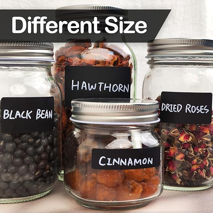 170Pcs Black Removable Labels for Jars,for Storage Bins,for Food Containers with 2 Liquid Chalk Marker(Black)