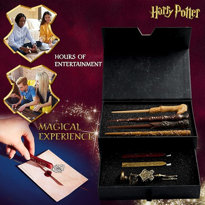 Harry Potter Gifts Writing Set Wand Pens Stationery Set Keepsake Box Wax Seal Stamp Vintage Letter Paper Marauders Map Hermione Wand Kids Teens Adults