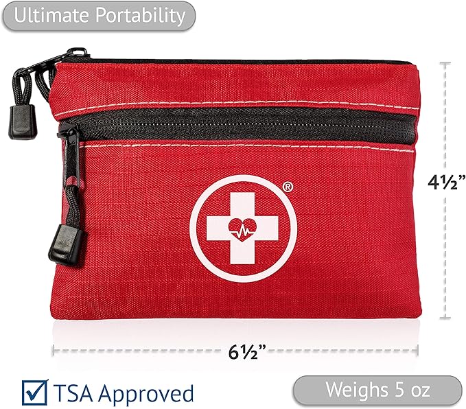 Swiss Safe 2-in-1 First Aid Kit for Car, Travel & Home, Businesses - Bonus Mini Kit for Medical Emergency Aid, Survival, Camping - FSA & HSA Eligible - 64 Piece, Travel FAK