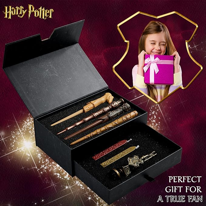 Harry Potter Gifts Writing Set Wand Pens Stationery Set Keepsake Box Wax Seal Stamp Vintage Letter Paper Marauders Map Hermione Wand Kids Teens Adults