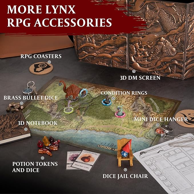 DND Notebook / Journal, Unique 200 Page Book with 3D Bronze Dragon Embossed Faux Leather Cover with Pen- Ideal for Dungeons & Dragons / D&D. Great RPG Accessories Gift for DM's & Players, Men or Women